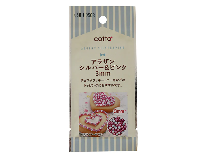 ドウシシャ　アラザン３ｍｍ　シルバー＆ピンク　３．４ｇ