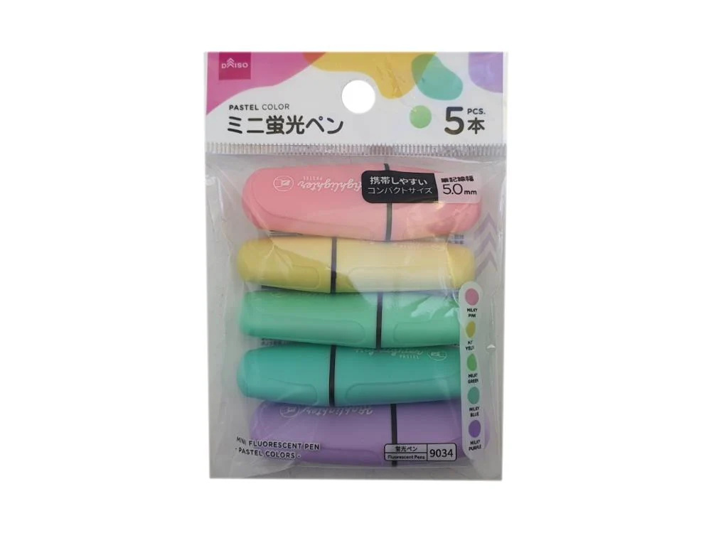 ミニ蛍光ペン（パステルカラー、５本）