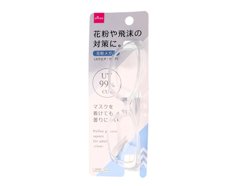 花粉メガネ（大人用、スクエア、クリア）