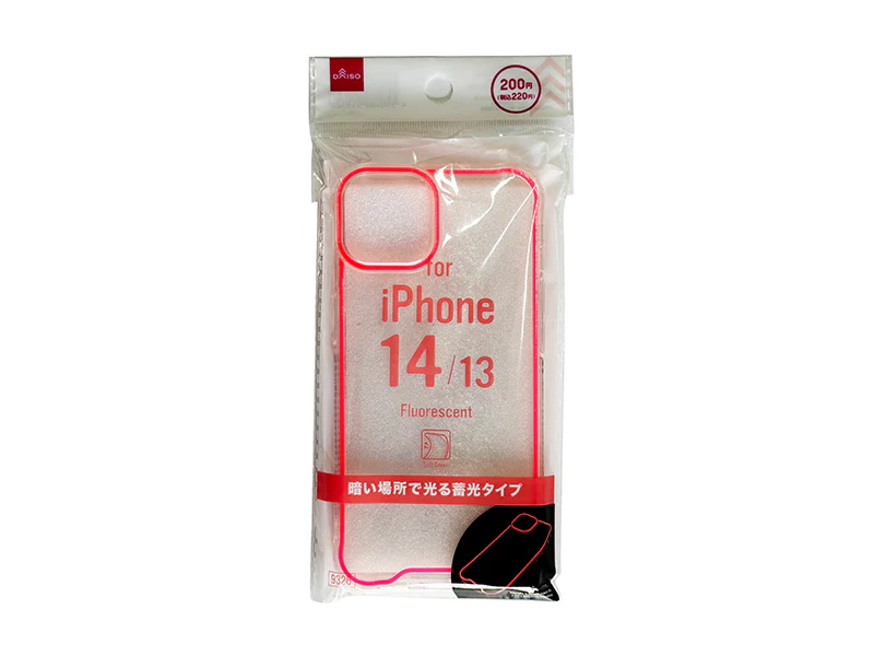 蓄光スマホケース（１４＆１３、レッド）